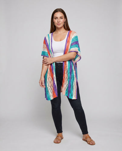 Damen Häkel-Strandkleid mit Fransen und tiefem V-Ausschnitt EB