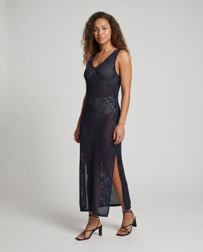 Damen Häkel-Strandkleid mit luftiger Netzstruktur EB