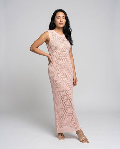 Damen Häkel-Strandkleid mit transparentem Design EB