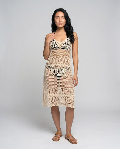 Damen Häkel-Strandkleid mit verführerischen Spitzendetails EB