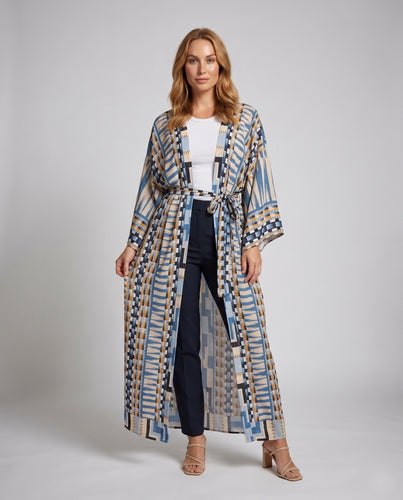 Damen Kaftan aus hochwertiger Baumwolle mit traditionellem Muster EB