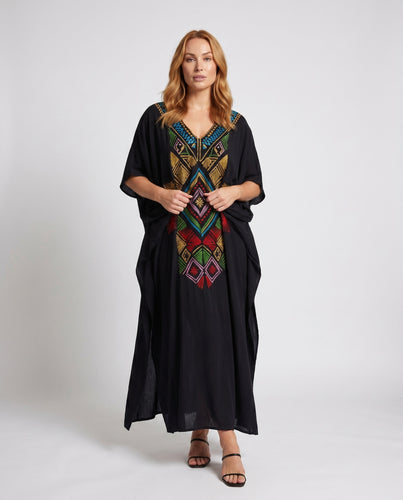 Damen Kaftan mit auffälliger geometrischer Stickerei EB