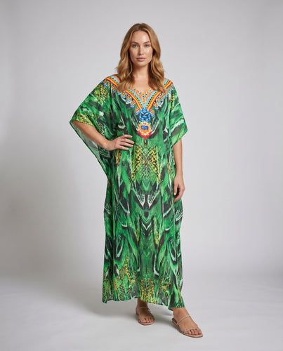 Damen Kaftan mit aufwendigem Ethno-Druck und farbenfrohen Akzenten EB
