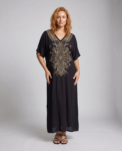 Damen Kaftan mit aufwendiger floraler Stickerei EB