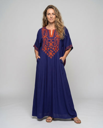 Damen Kaftan mit exquisiten ethnischen Stickereien EB