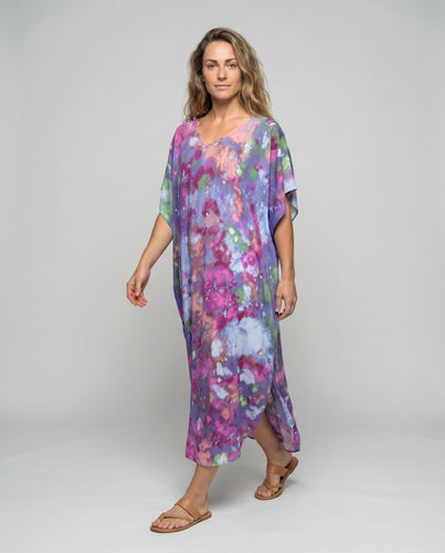 Damen Kaftan mit fließendem Schnitt und buntem Wasserfarben-Design EB
