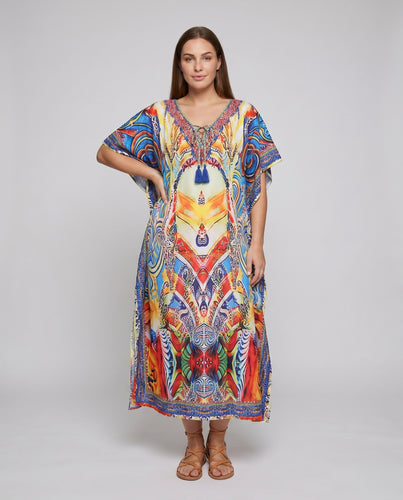 Damen Kaftan mit kunstvollem, buntem Muster EB