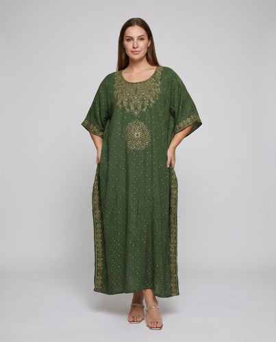 Damen Kaftan mit kunstvollem Goldstich und elegantem Muster EB