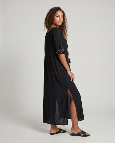 Damen Kaftan mit kunstvollen Stickereien und elegantem V-Ausschnitt EB