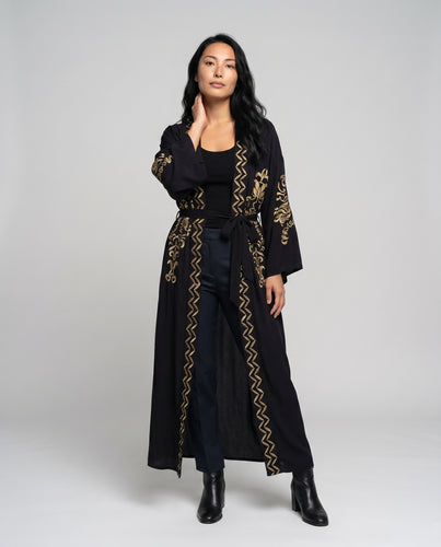 Damen Kaftan mit kunstvoller Bestickung und seitlichem Schlitz EB