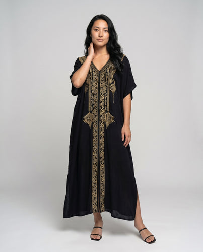 Damen Kaftan mit kunstvoller Goldbestickung EB