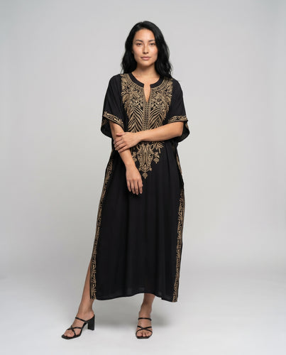 Damen Kaftan mit kunstvoller Goldstickerei EB