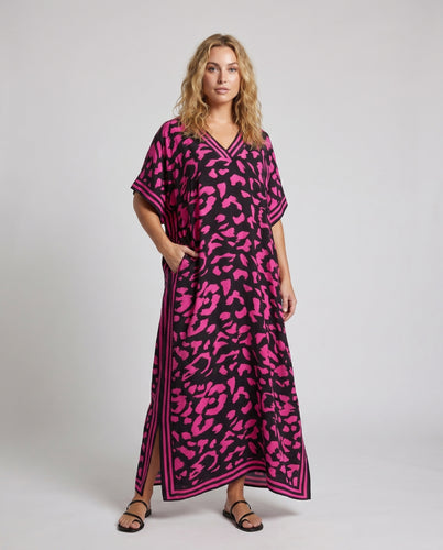Damen Kaftan mit modernem Leopardenmuster und lässigem Schnitt EB