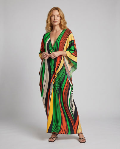Damen Kaftan mit modernen Farbverläufen und eleganter Verzierung EB