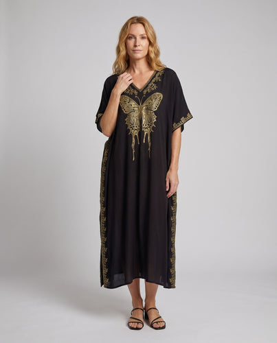 Damen Kaftan mit raffinierten Bestickungen und weiten Ärmeln EB