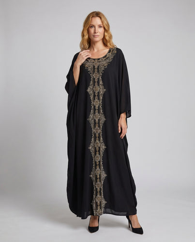 Damen Kaftankleid mit filigraner Stickerei und elegantem Schnitt EB