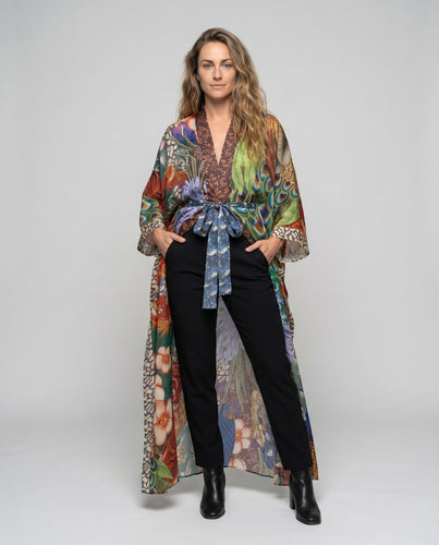 Damen Kimono mit farbenfrohem Druck und weitem Schnitt EB