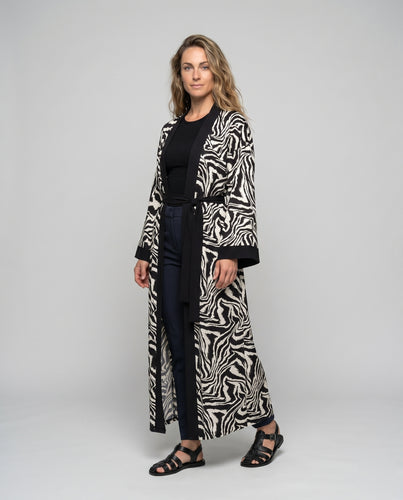 Damen langen Strandkimono mit auffälligem Zebra-Design EB