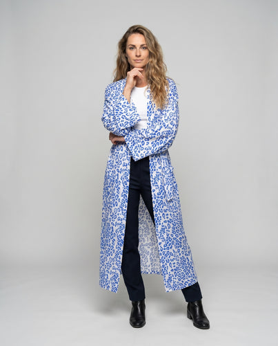 Damen langer Kaftan mit elegantem Tierdruck und weitem Schnitt EB