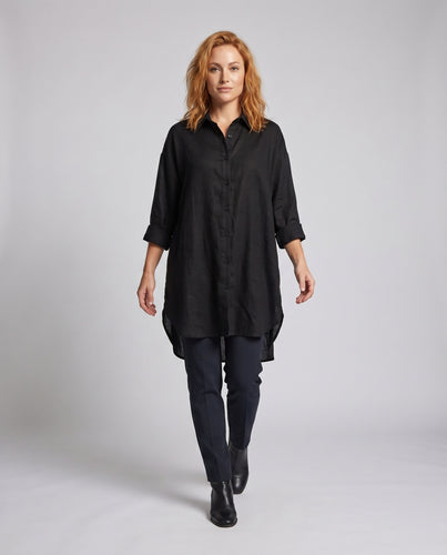 Damen lässige Oversize-Hemdbluse mit eleganten Knopfdetails EB