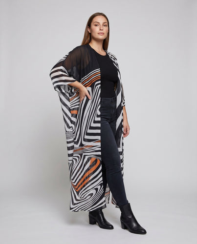 Damen lässiger Strandkimono mit aufregendem geometrischen Schnitt EB