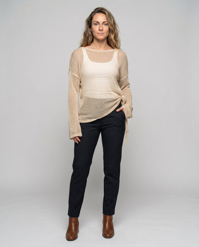 Damen lässiger Strandpullover mit innovativem Knotendesign EB