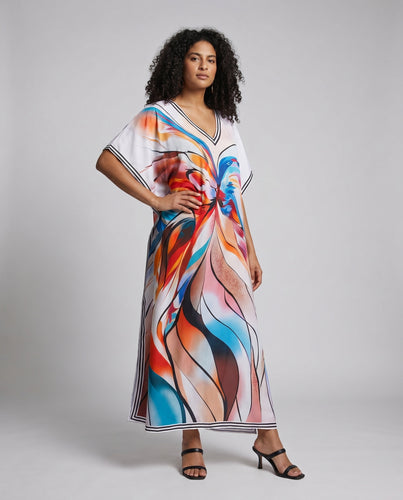 Damen lässiger und eleganter Kaftan mit künstlerischem Design EB