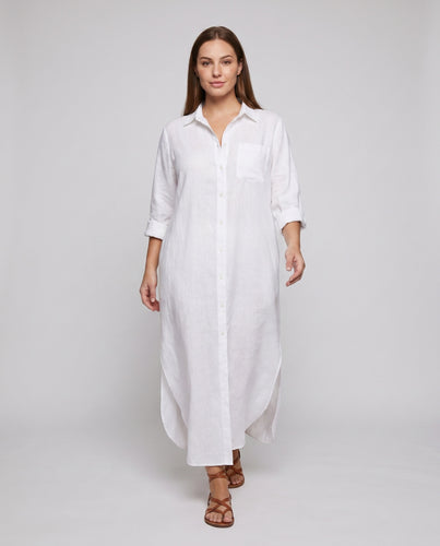 Damen lässiges Strandhemd mit button-down Schnitt und hohen Seitenschlitzen EB