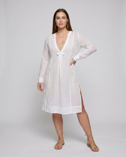 Damen lässiges Strandkleid mit tiefem V-Ausschnitt und Seitenschlitzen EB