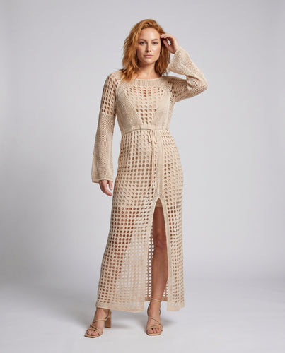 Damen luftiger Häkel-Strandmantel mit V-Ausschnitt und transparentem Design EB