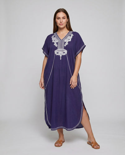 Damen luftiger Kaftan mit elegantem Bestickungsdesign EB