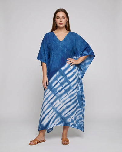 Damen luftiger Kaftan mit tiefer V-Ausschnitt und asymmetrischem Schnitt EB