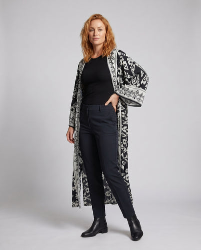 Damen luftiger Strandkimono mit kunstvollem Muster EB