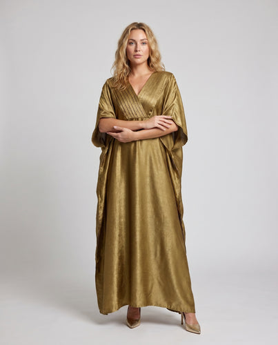 Damen Luxuriöses Kaftan mit elegantem V-Ausschnitt und exklusiven Falten EB