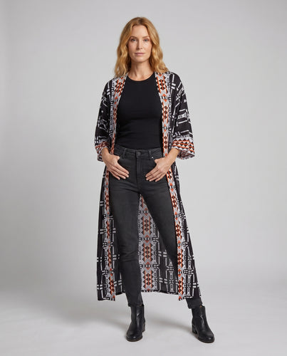 Damen Maxi-Kaftan mit aufregendem geometrischen Design EB