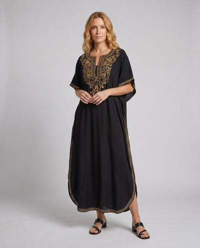 Damen Maxi-Kaftan mit exquisiten floralen Mustern und eleganten Details EB