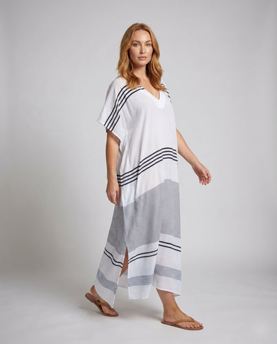 Damen Maxi-Kaftan mit modernem Streifenmuster EB