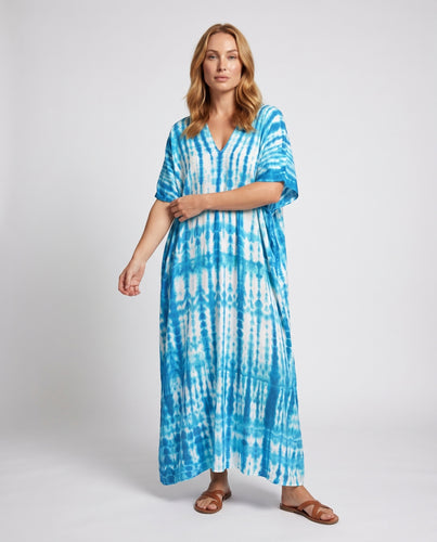 Damen Maxi-Kleid mit fließendem Schnitt und elegantem V-Ausschnitt EB