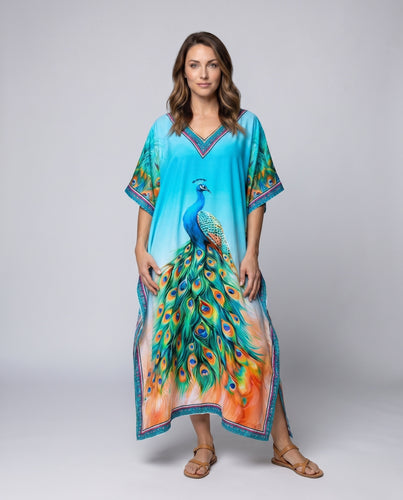 Damen Maxikaftan mit buntem Ethno-Design EB