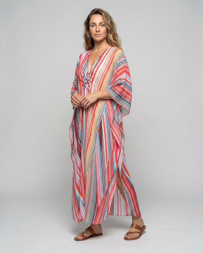 Damen Maxikaftan mit elegantem Blumenmuster EB