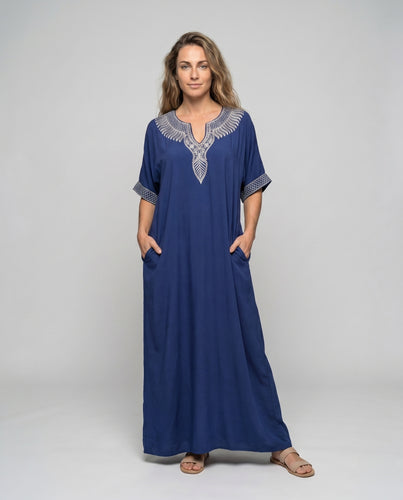 Damen Maxikaftan mit eleganter Stickerei EB