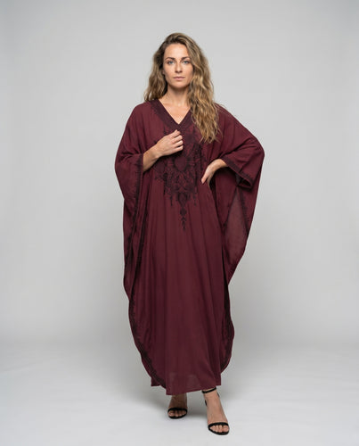 Damen Maxikaftan mit farbenfrohem Schmetterlingsdesign EB