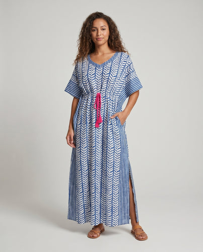 Damen Maxikleid im modernen Zickzackdesign mit fließendem Schnitt EB
