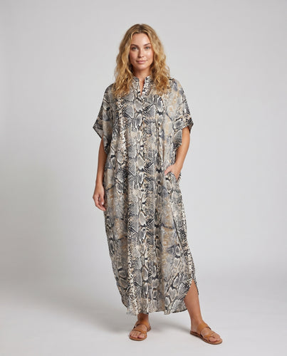 Damen Maxikleid mit elegantem Leopardenmuster EB