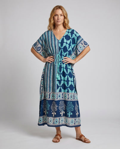 Damen Maxikleid mit elegantem Paisley-Muster und seitlichen Schlitzen EB