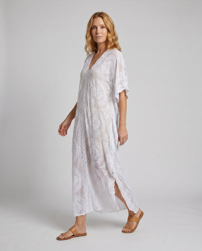 Damen Maxikleid mit elegantem V-Ausschnitt und luftigen Ärmeln EB