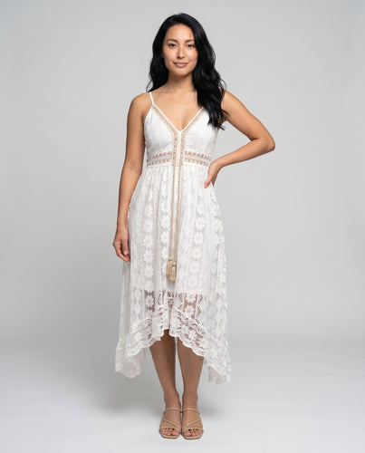 Damen Maxikleid mit feiner Spitze und romantischen Details Heidi Mode