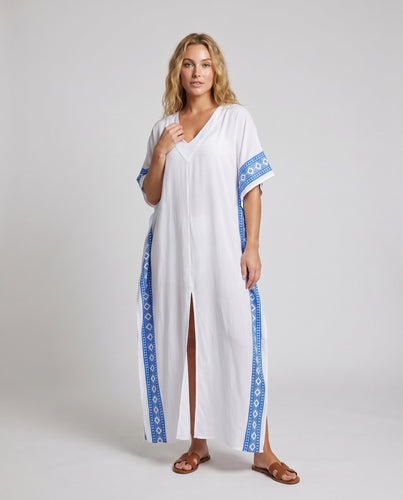 Damen Maxikleid mit künstlerischem Geometriedesign Heidi Mode