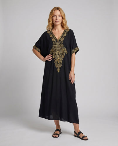 Damen Maxikleid mit kunstvoller bestickter Applikation Heidi Mode