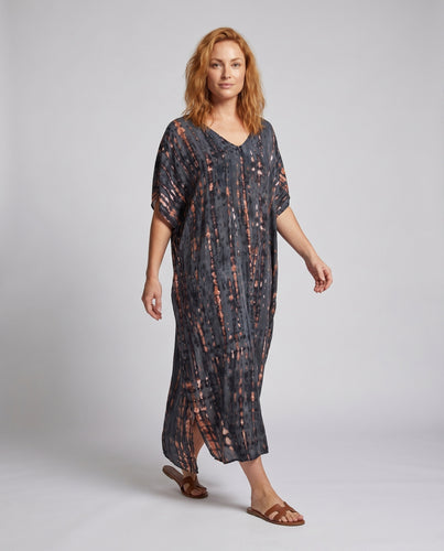 Damen Maxikleid mit modernem Grafikmuster Heidi Mode
